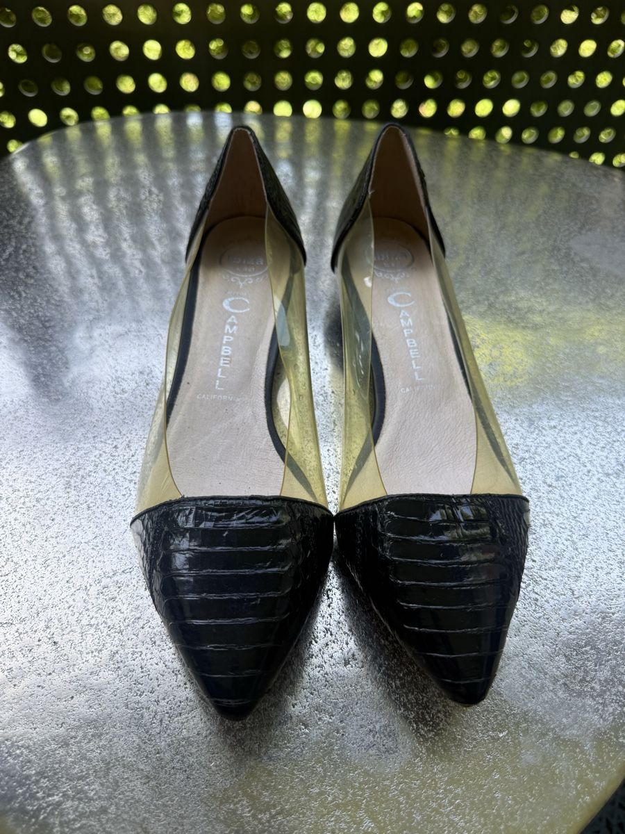 Scarpe da donna: Elegant Black Embossed Transparent Pumps Size 40 for Summer – Nuovo (secondo la descrizione) da Zürich venduto da pinish