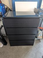 IKEA MALM Kommode schwarz mit Glasplatte und 4 Schubladen