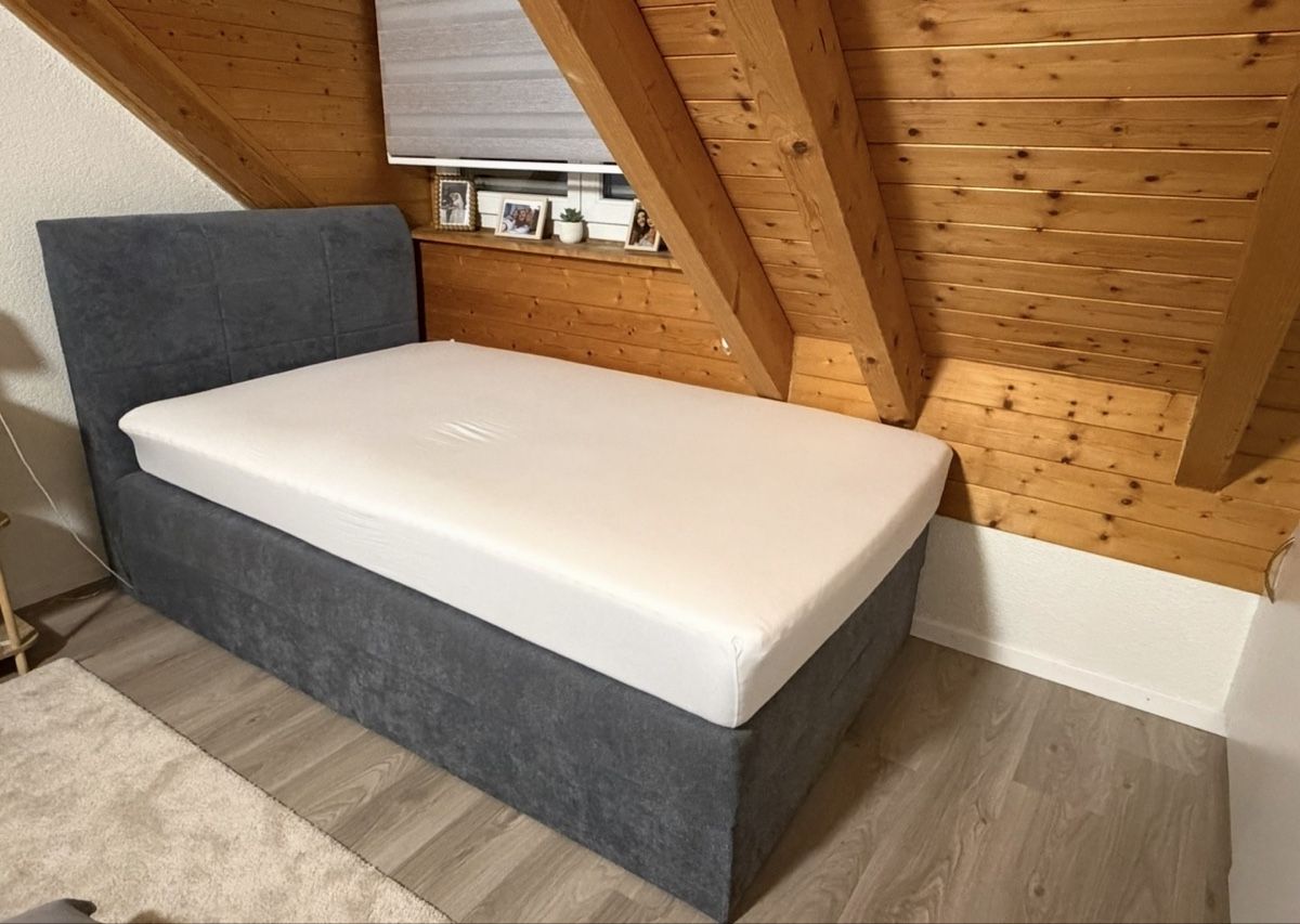 Lits: Boxspringbett grau 120x200 mit staurraum – D'occasion à Spreitenbach par y20_