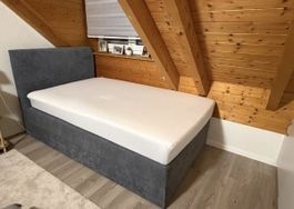 Boxspringbett grau 120x200 mit staurraum