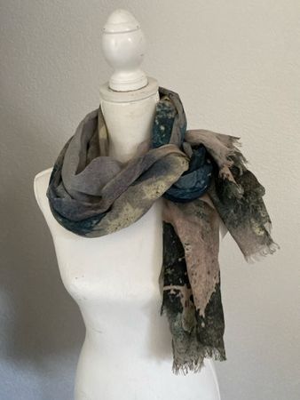 Nile Schal 100% Wolle blau gemustert super Zustand