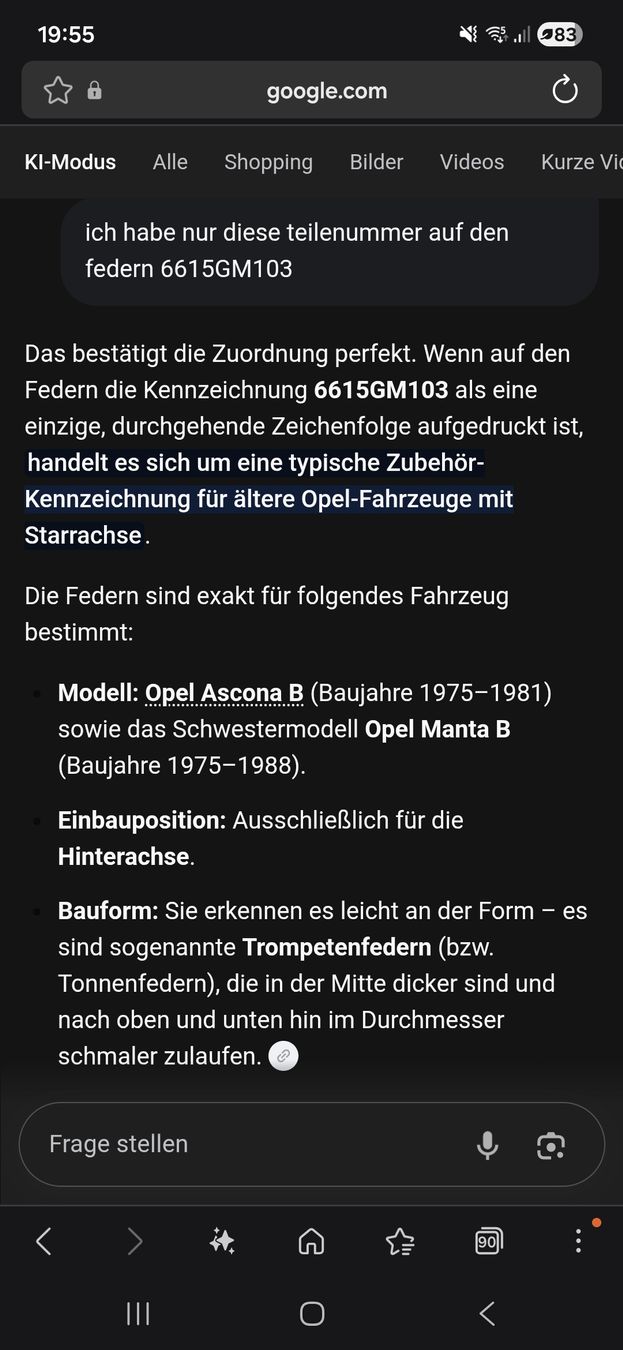 Opel Toutes les pièces auto: Ascona B / Manta B Federn – D'occasion à Winterberg ZH par mel_xn25 2