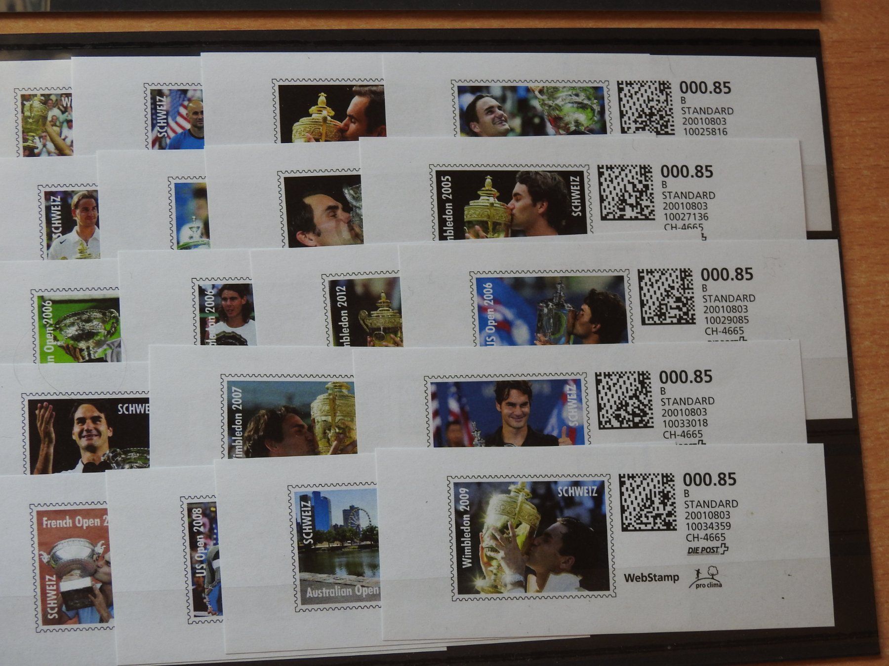 Tutti i francobolli: Roger Federer 31 veschiedene Webstamp CHF 0.85 – Usato da Rain venduto da Sterne13 2