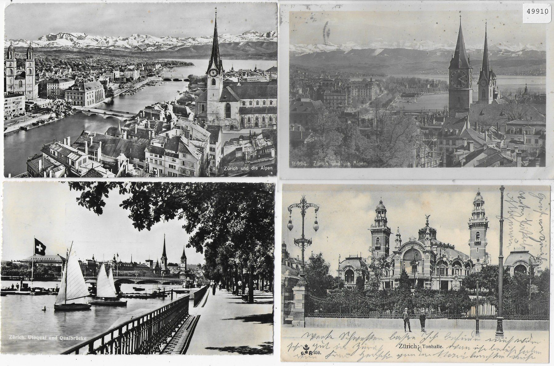 Cartoline postali: 4 AK - Zürich – Usato da Ettingen venduto da Kartenplanet