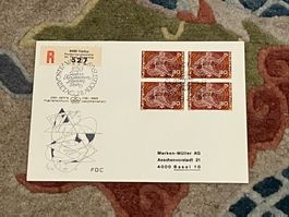 1 Erstagsbrief LI Einschreiben Viererblock 1969