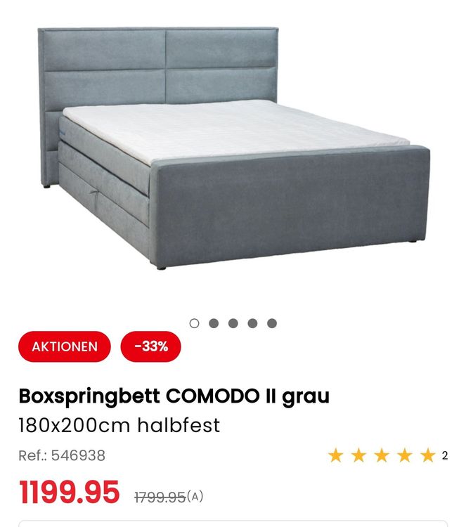 Boxspringbett Comodo 180x200 inkl. Senso Topper (Topper NEU) | Kaufen ...