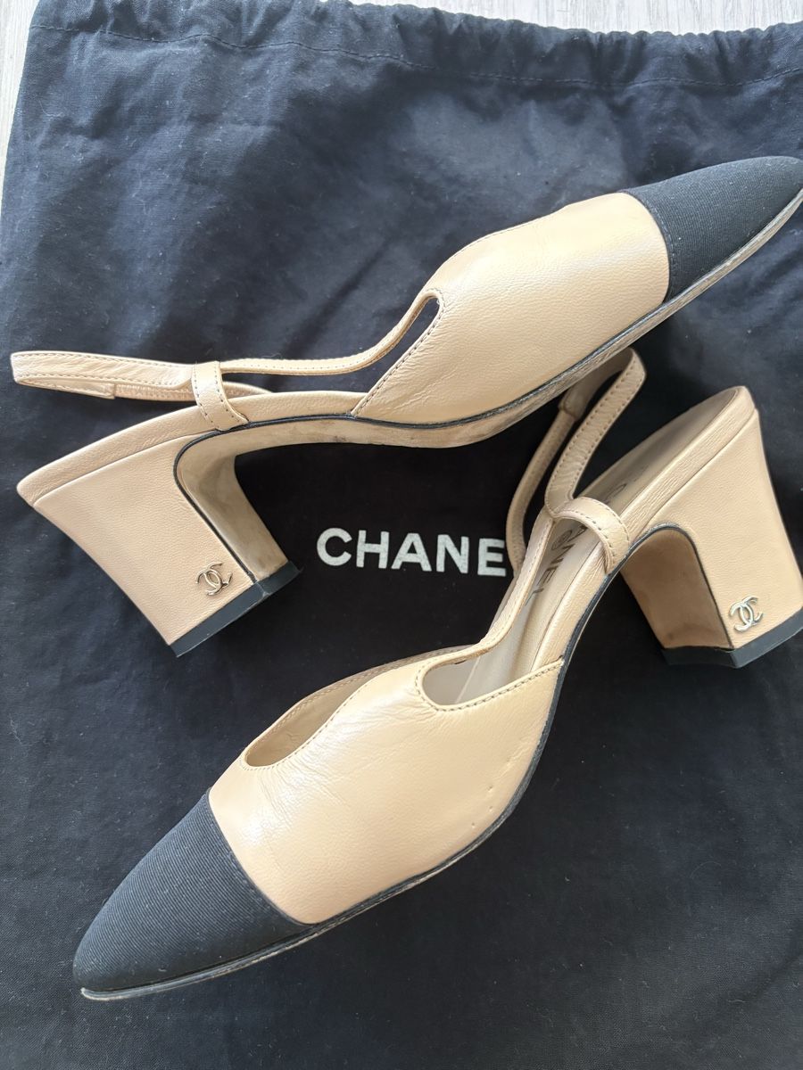 Chanel Damenschuhe: Chanel Slingback Pumps in beige/schwarz – Gebraucht aus Zürich von mausi030 4