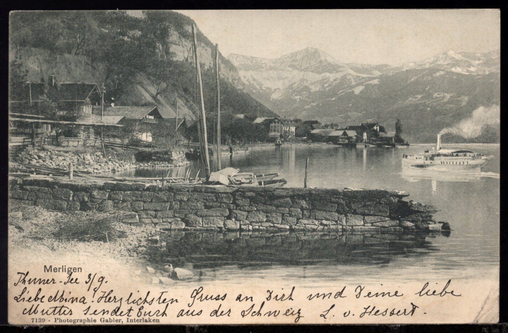 Cartes postales: Merlingen am Thunersee  4.XI. 1901 – D'occasion à Aarau par kufi44