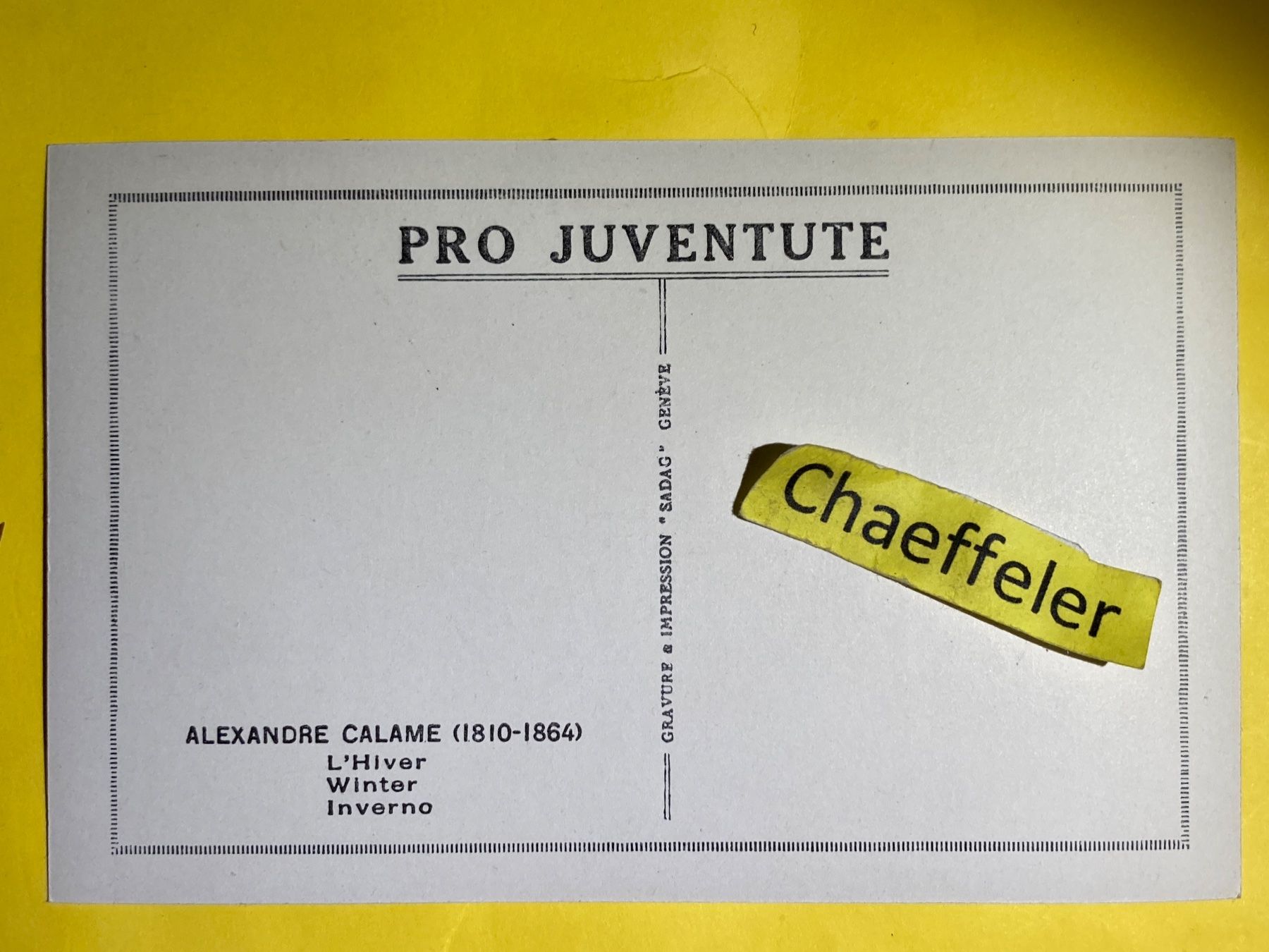 Cartoline postali: Kunstkarte Pro Juventute – Usato da Zürich venduto da Chaeffeler 1