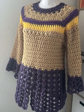 Tunica viola beige crochet uncinetto fatto a mano