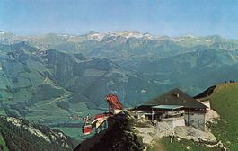 Moléson (FR) Restaurant und Seilbahn mit Blick Waadt 14x9.5