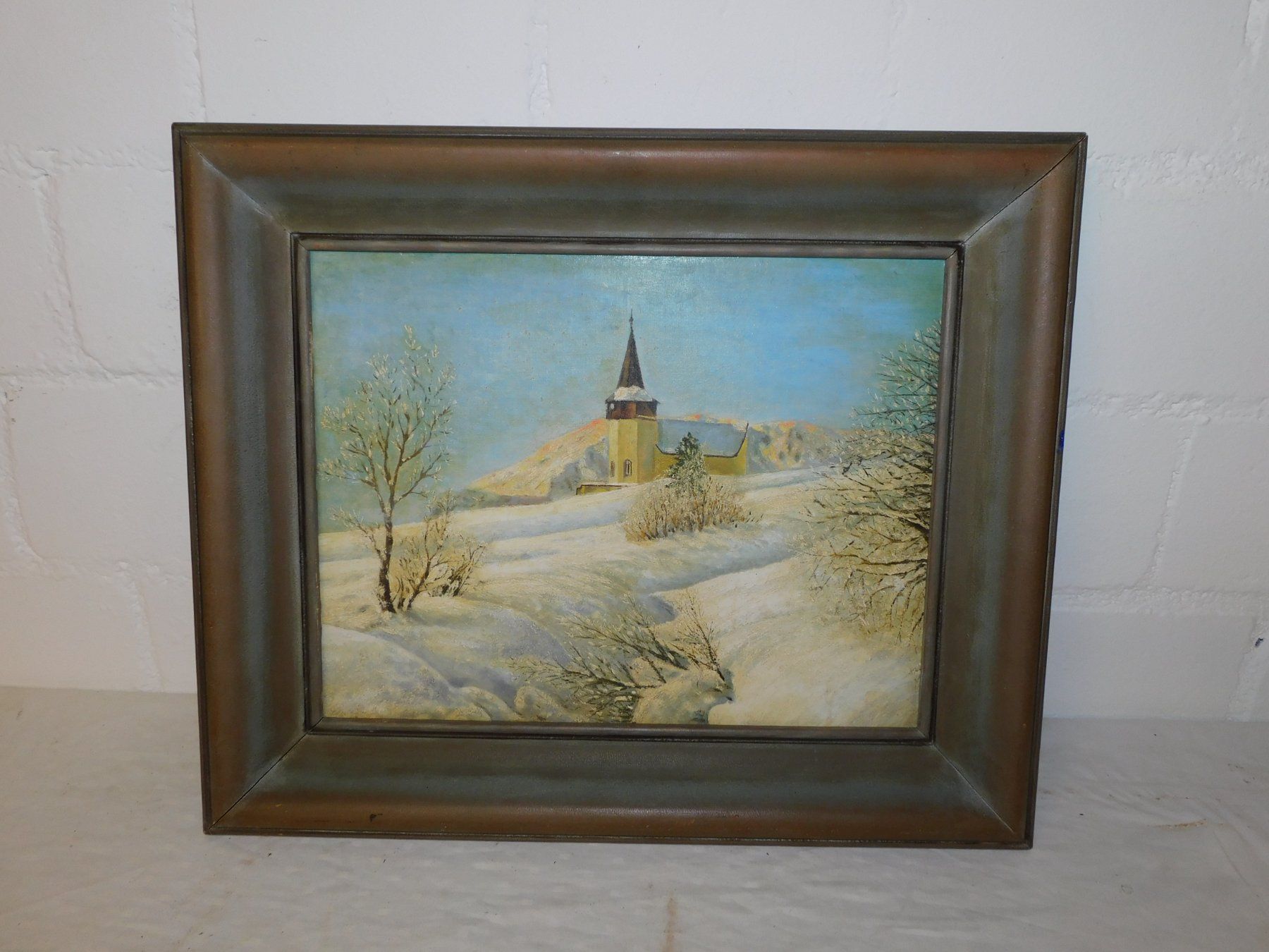 Dipinti: Winterliches Ölgemälde mit Kirche im Rahmen, signiert – Usato da sursee venduto da trilli-tralli