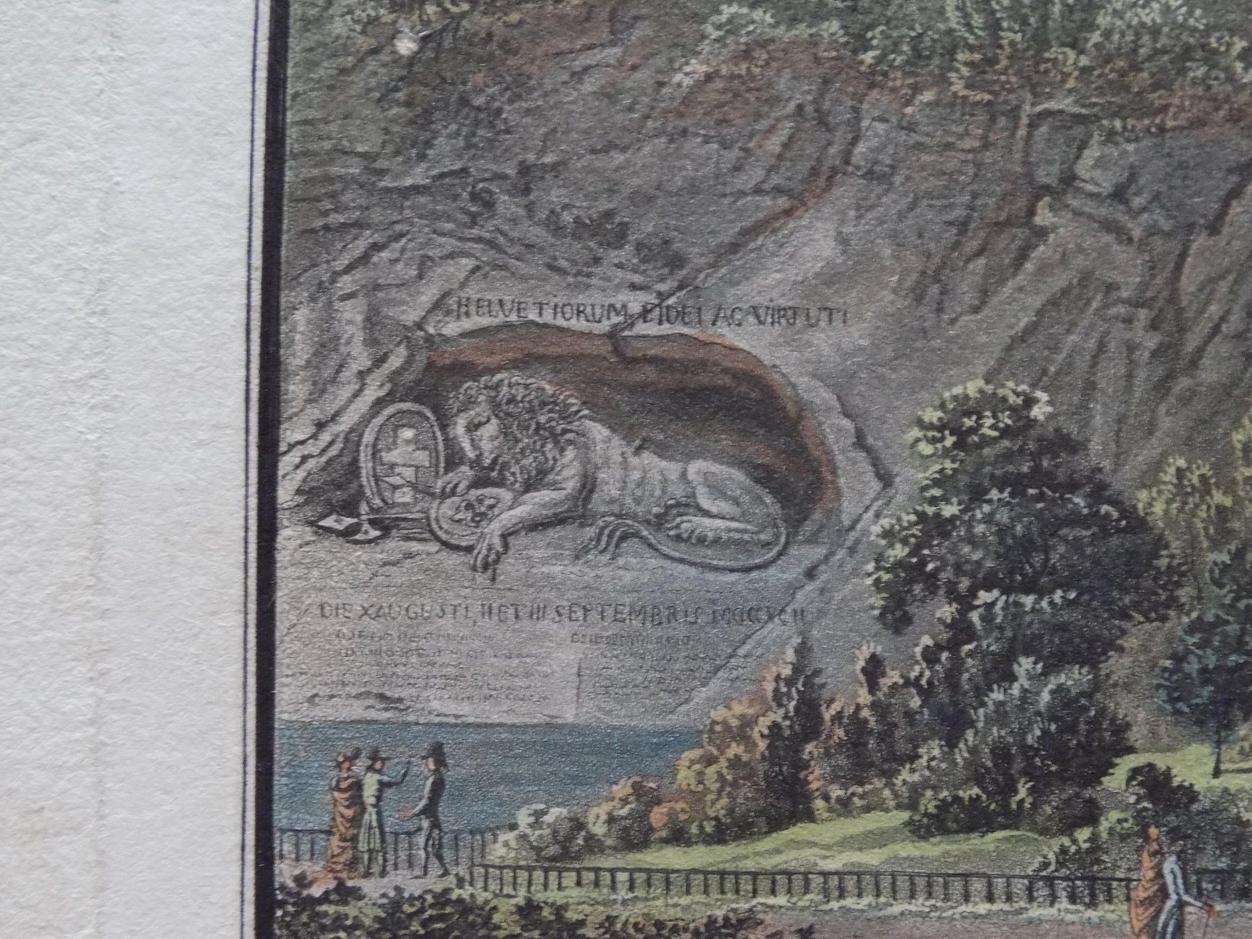 Gravures: Luzern Löwendenkmal koloriert – D'occasion à Risch par Antikfee 5