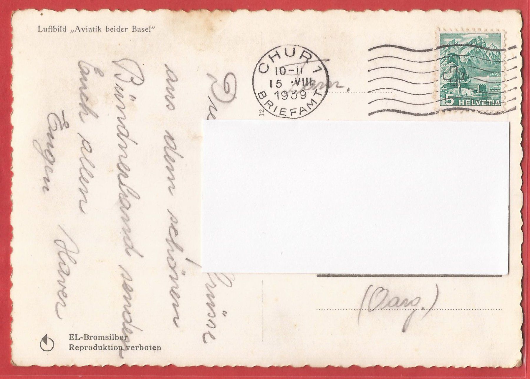 Cartes postales: Chur - Flugaufnahme 1939 – D'occasion à Fislisbach par Porano 1