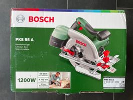 Bosch PKS 55 A Handkreissäge - 1× benutzt - 2 Sägeblätte