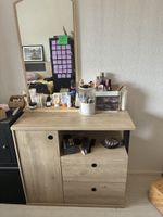 Coiffeuse avec miroir bois clair deux tiroirs bon état