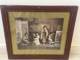 Photographie Ancienne Japon Meiji c.1900 - Geishas Cadre