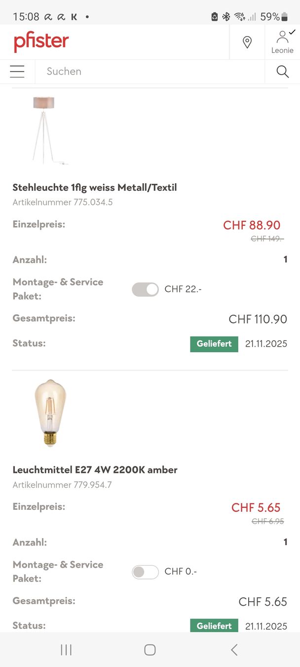 Pfister Lampade: Stehleuchte (Pfister), fast neu – Nuovo (secondo la descrizione) da Suhr venduto da Joburgerli 1