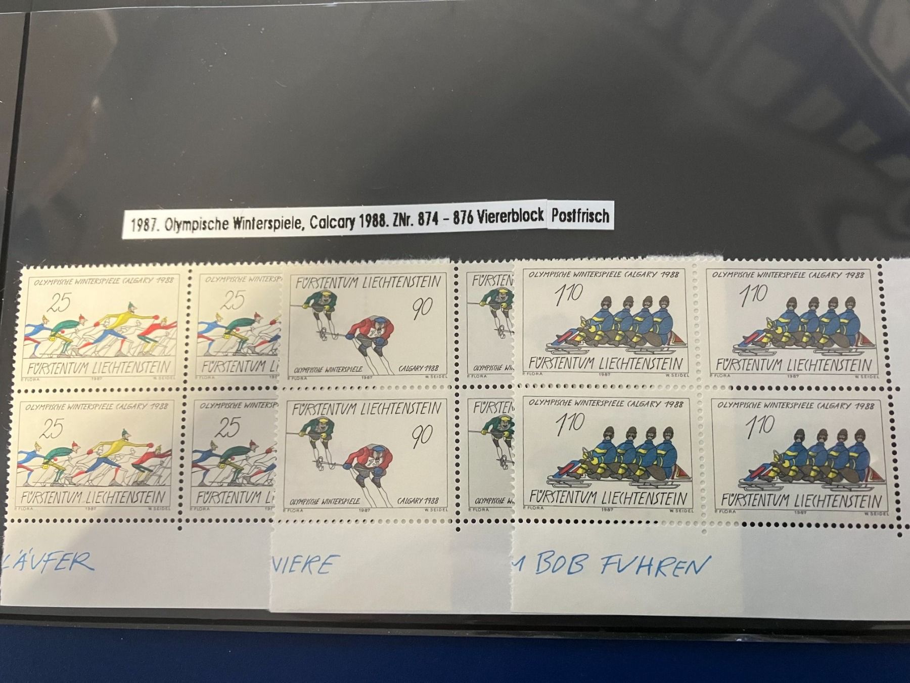 Tutti i francobolli: 7 FL-Viererblöcke  1987** – Nuovo (secondo la descrizione) da St. Margarethen TG venduto da SGHerbst07