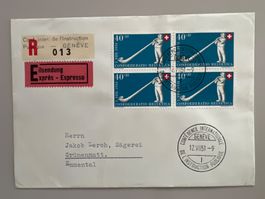1951 PP B55 4er Block auf Express-Brief