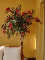 XL Kunstpflanze Bougainvillea 200cm mit Holzstämmen & Topf