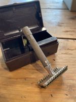 Vintage Gillette Rasiererhobel mit Etui und Rasierklingen