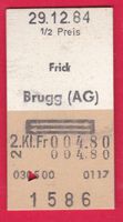 KARTON BILLETT, FRICK - BRUGG (AG), 2.KLASSE, RETOUR, HALBTA