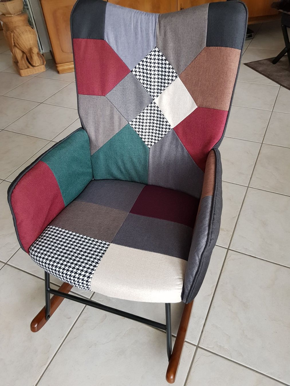 Vidaxl Sedie: Schaukelstuhl mit Patchwork Stoff, neuwertig! – Nuovo (secondo la descrizione) da Berneck venduto da heikodzint 4