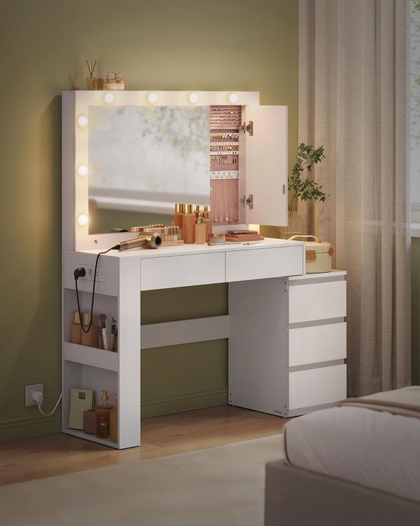 Schminktisch mit LED Beleuchtung und Spiegel Weiss GLAMORA 2