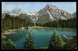 AK Arosa, Untersee, See mit Bergpanorama und Uferwald
