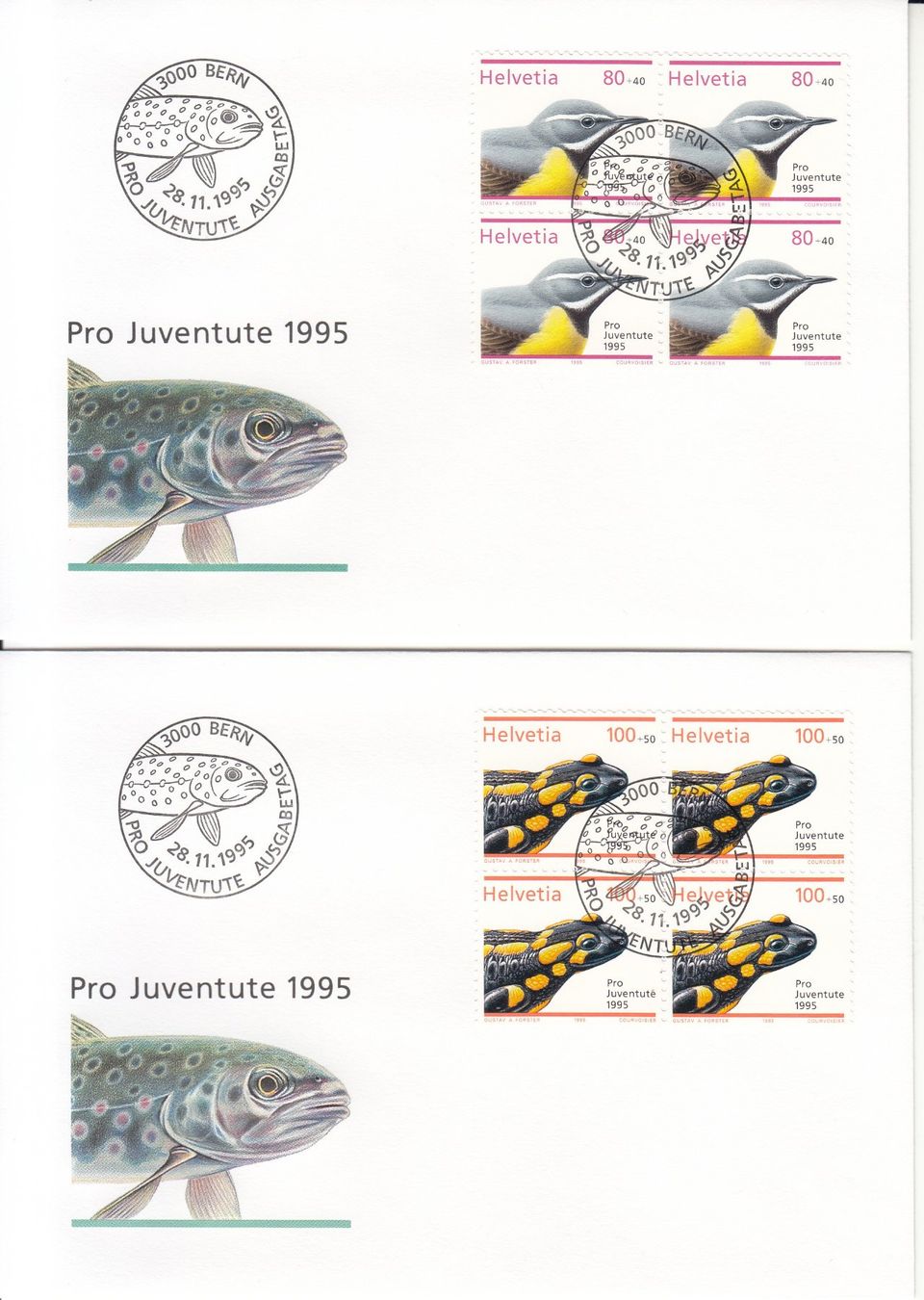 Alle Briefmarken: SBK J336 - J339 im 4er-Block FDC – Gebraucht aus Bürglen TG von StampGraf 2
