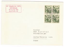 Lettre de Genève cachet S342 pour la France le 14.VII.53