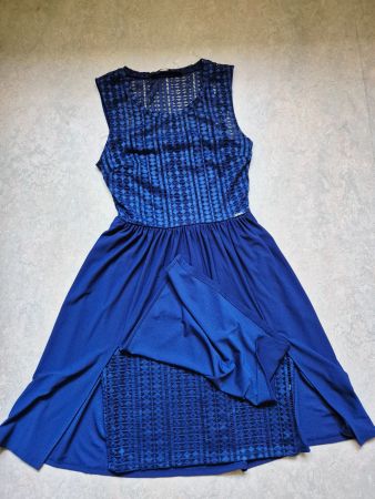 GUESS KLEID DRESS XS 34 ROYAL BLAU SPITZE,  TOP ZU JACKE