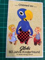 Globi-Aufkleber „60 Jahre Kinderfreund“.