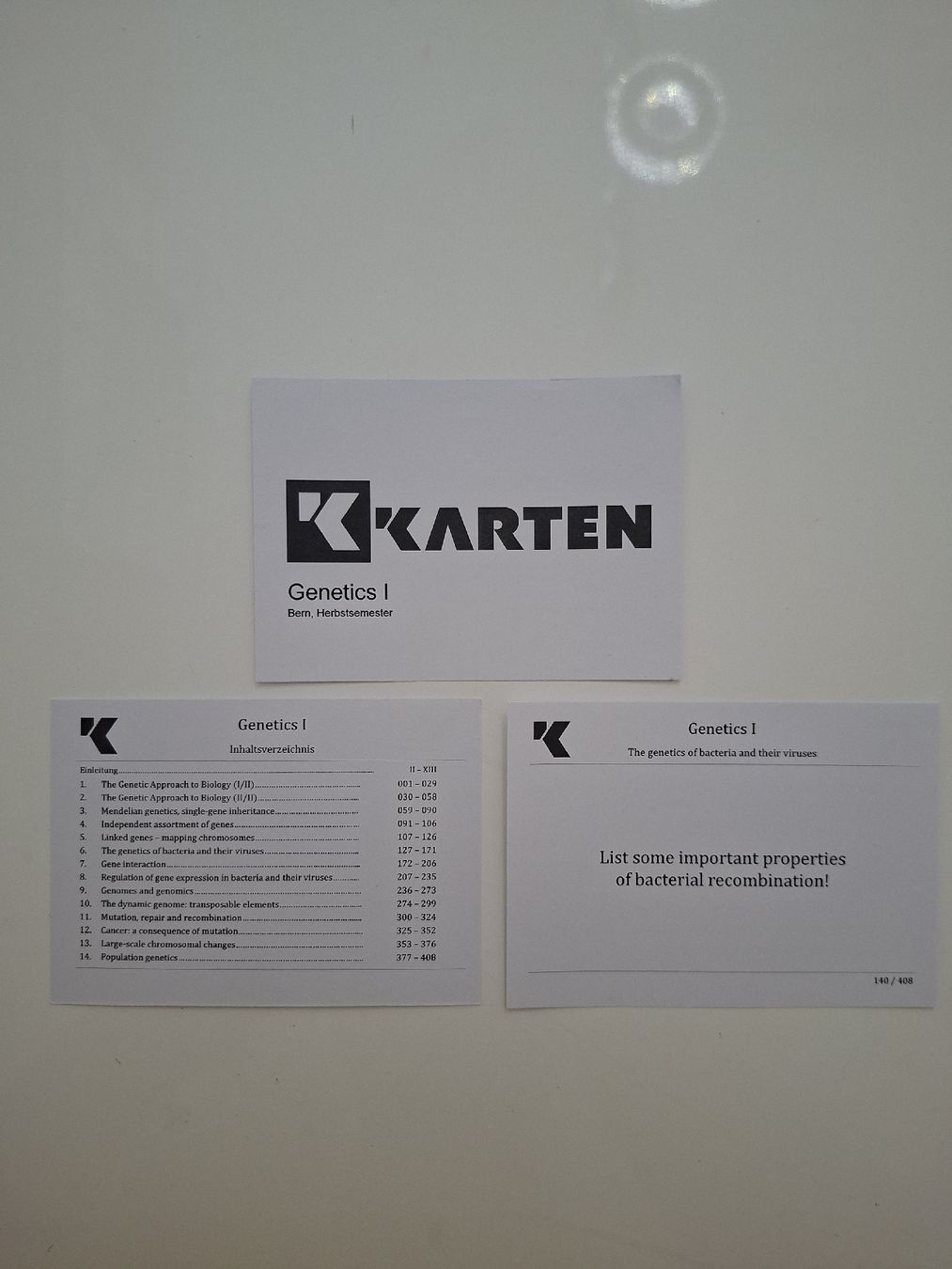 Swisscom Autres fournitures scolaires: KKarten UniBE Genetics I – Neuf (Voir description) à Herzogenbuchsee par Rey_t6f8 1