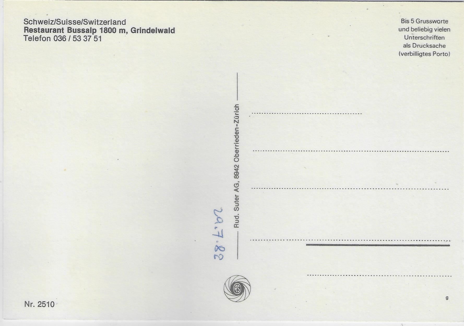 Cartes postales: Grindelwald-Bussalp - Postauto – D'occasion à Ettingen par Kartenplanet 1
