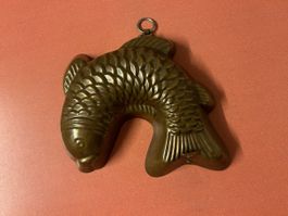 Antike Fisch-Backform aus Kupfer – perfekt erhalten. 