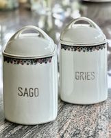 2er Set Vintage Vorratsdosen Sago & Gries, Blumendekor