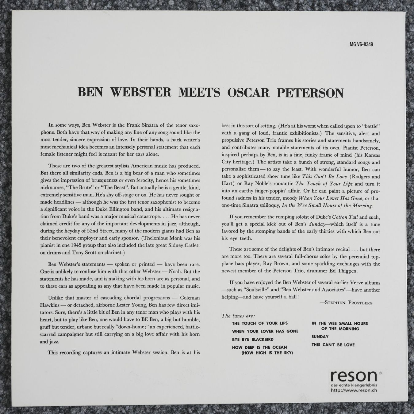 Dischi in vinile: Ben Webster Meets Oscar Peterson – Nuovo (secondo la descrizione) da Brunnen venduto da Techfreak1 1