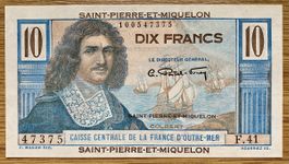 10 Francs Saint-Pierre-Et-Miquelon 1950!!! UNC!!! Rarität!!!