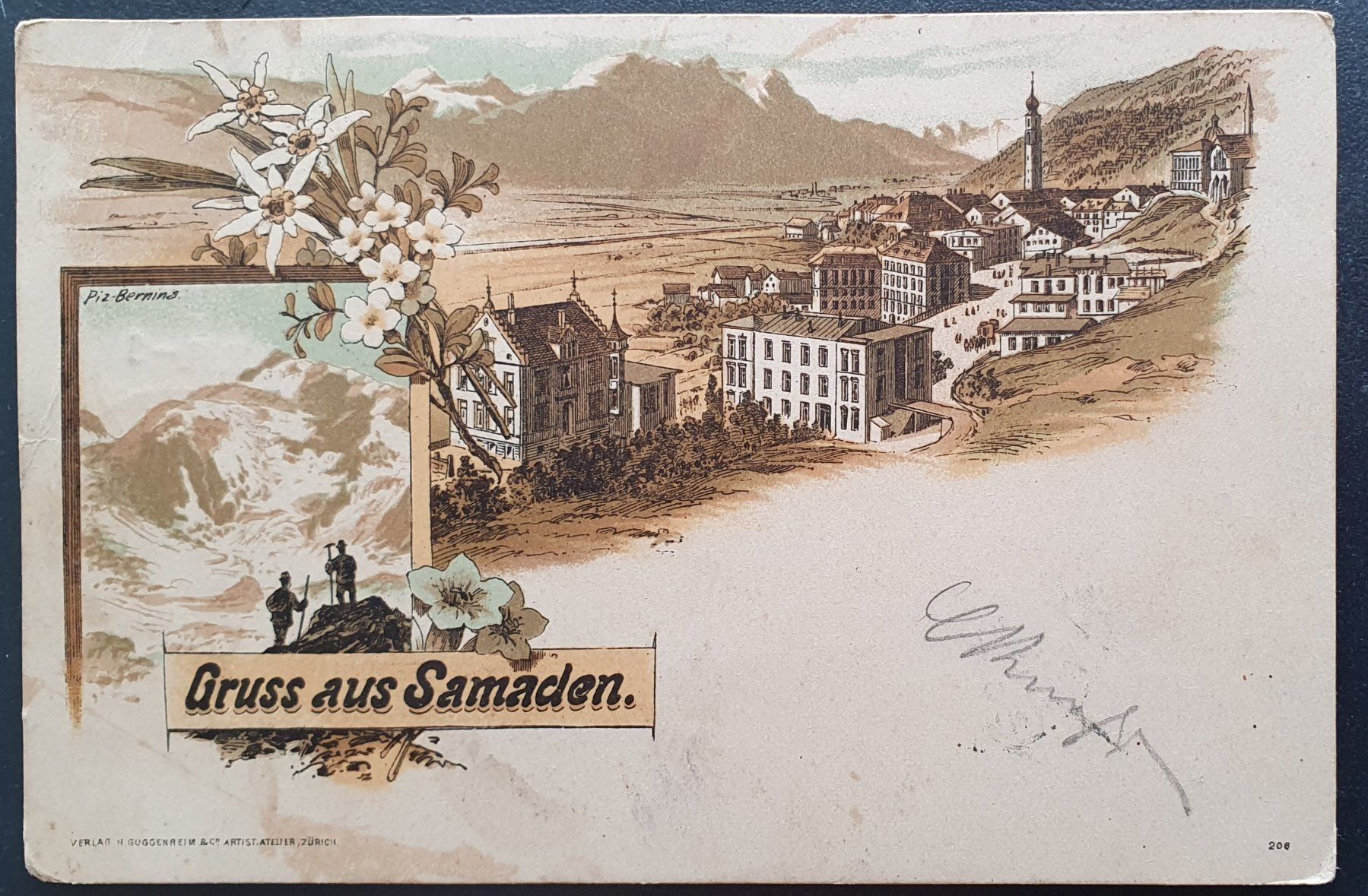 Cartoline postali: Gruss aus Samaden 1899 – Usato da Kreuzlingen venduto da Rschweiz1
