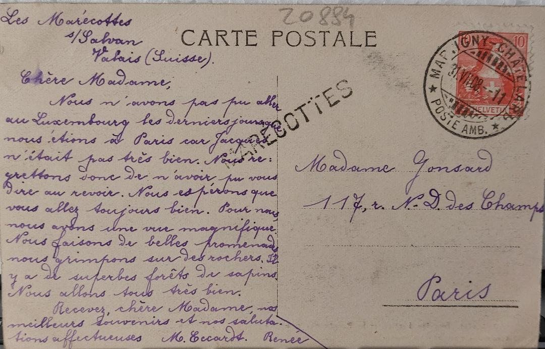 Ansichtskarten: LES MARÉCOTTES & la Pointe des Granges - 1908 – Gebraucht aus Delémont von Domdom1 1