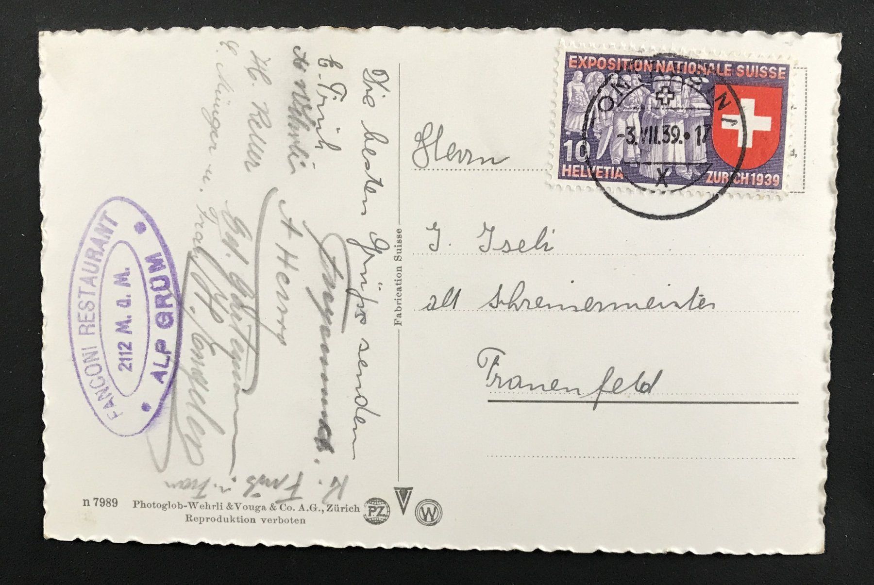 Cartoline postali: ALTE ANSICHTSKARTE ALP GRÜM GEGEN PUSCHLAV – Usato da Ostermundigen venduto da wini63 1