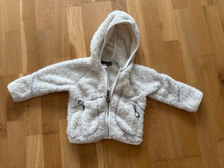 Kinder Fleecejacke weiss mit Kapuze Grösse 92