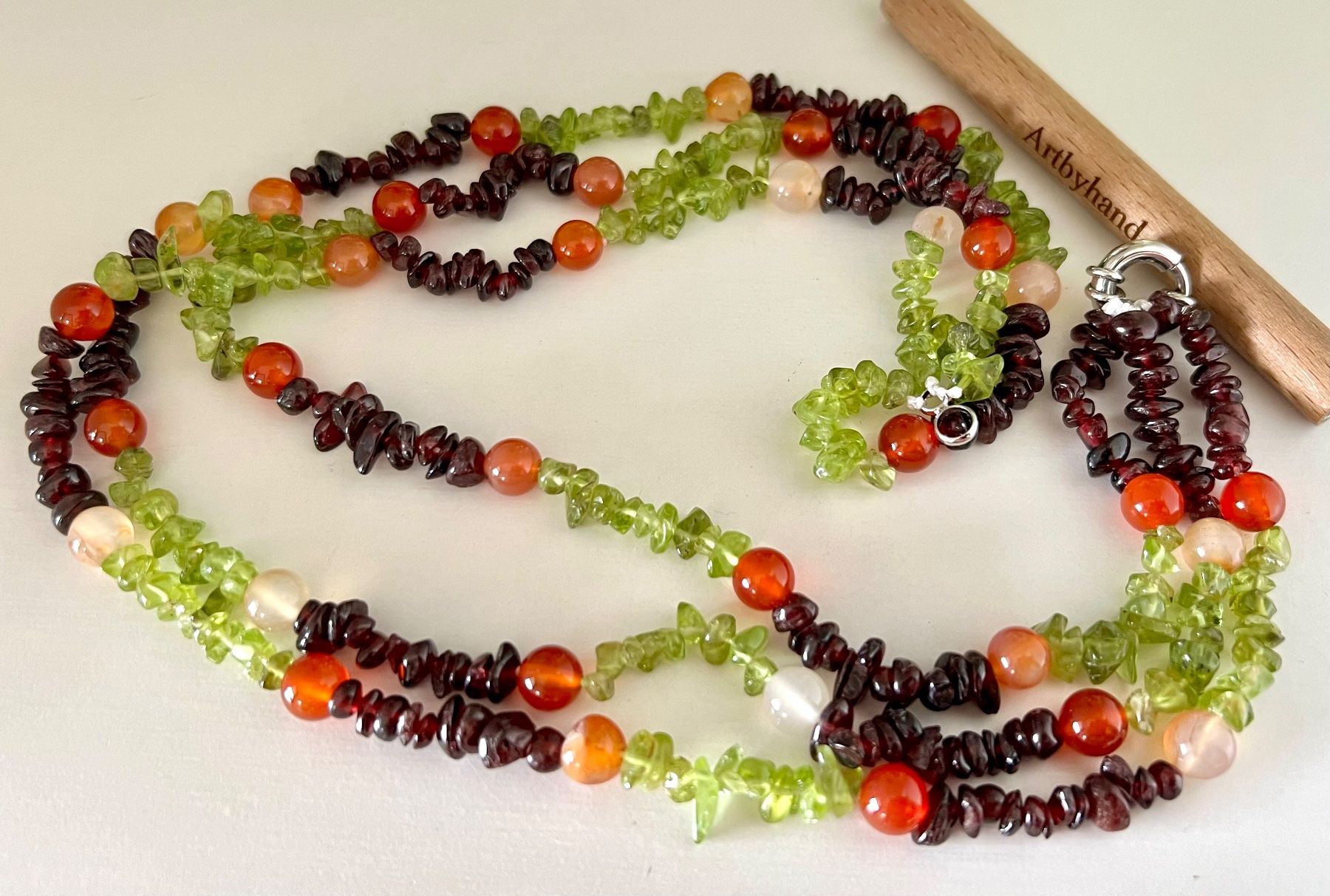Colliers: Statement-Collier Peridot, Granat & Karneol - Silber Unikat – D'occasion à Ruswil par artbyhand 8