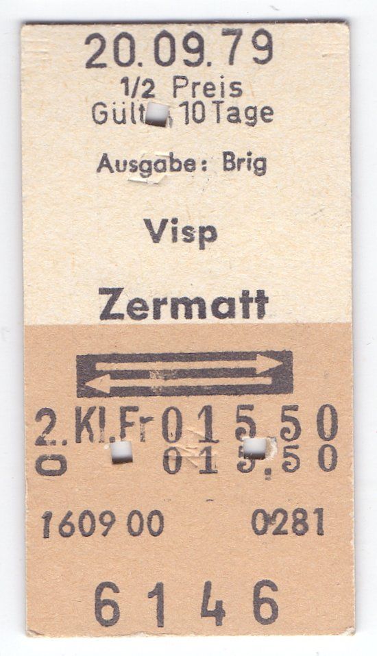 Biglietti: Billette Visp - Zermatt – Usato da Langenthal venduto da Sammlungs_aus