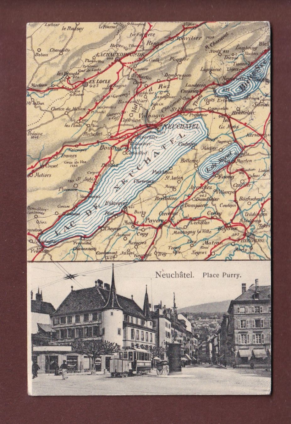 Cartoline postali: NEUCHÂTEL - Place Pury - 1906 – Usato da Pully venduto da nicecards
