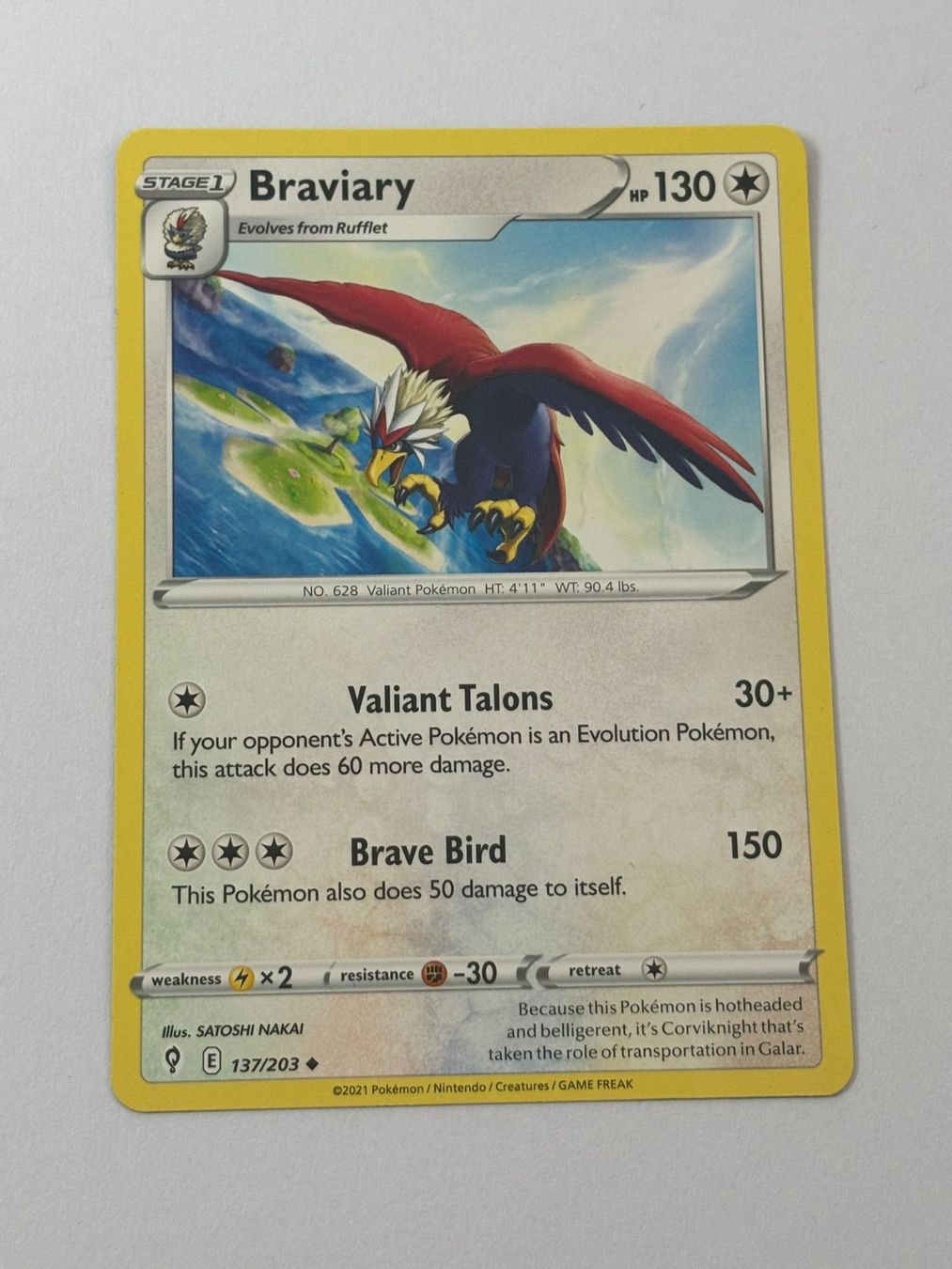 Pokémon Carte collezionabili: Pokemon-Karte Braviary 137/203 – Usato da Herisau venduto da Seyashop1