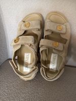 Chanel Dad Sandals Beige suede Size 38 good Condition
