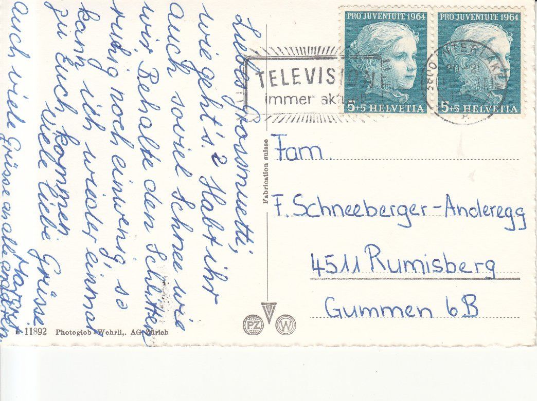 Cartoline postali: Interlaken 1965 – Usato da Bürglen TG venduto da StampGraf 1